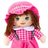 LEAN TOYS kangasnukke pehmoeläin ruutukuvioinen mekko pinkki 35 cm
