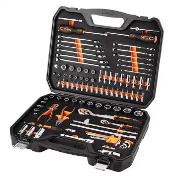 NEO TOOLS hylsyavainsarja 1/2, 1/4, 95 kpl, CrV, EVA-vaahtomuovi