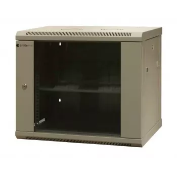 EMITER EM/AS6409X 9U seinäasennettava verkkokaappi 600x450x500 mm karkaistulla lasiovella