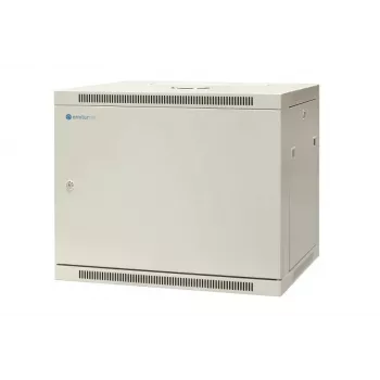 EMITER EM/AP6409-B 19 tuuman 9U seinäasennettava verkkokaappi, 600x450x500 mm, lukittava teräsovi, musta