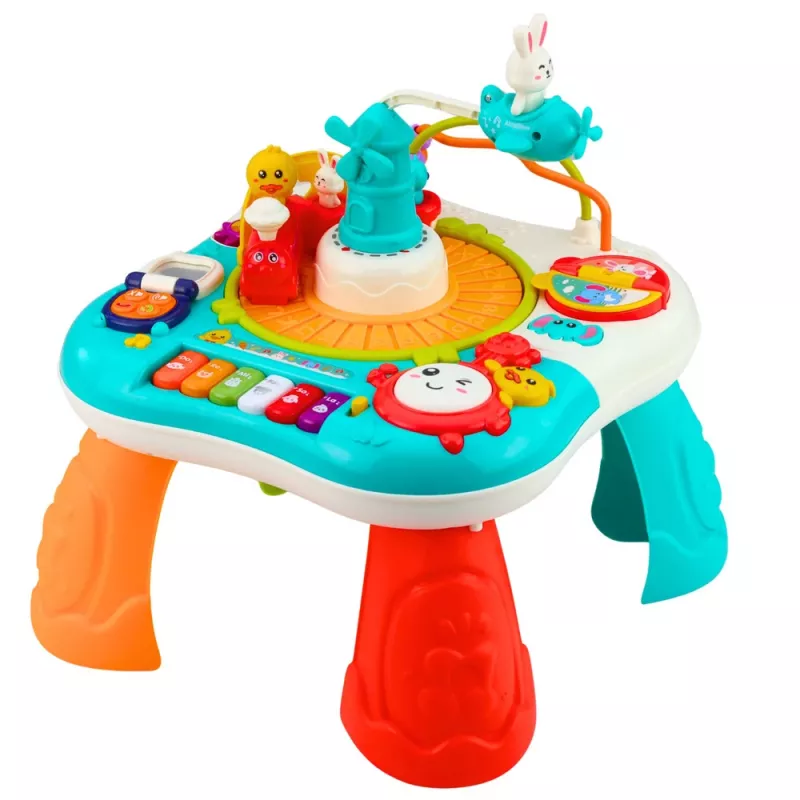 LEAN TOYS oppimispöytä interaktiivinen musiikkipaneeli piano 2 in 1 turkoosi