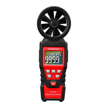 HABOTEST HT625B digitaalinen anemometri USB:lla, tuulennopeus-/lämpötila-/ilmamäärämittari, taustavalaistu LCD, ulkoinen siipipyöräanturi