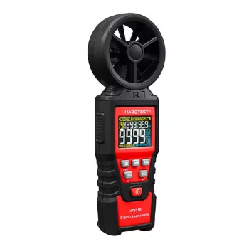 HABOTEST HT625B digitaalinen anemometri USB:lla, tuulennopeus-/lämpötila-/ilmamäärämittari, taustavalaistu LCD, ulkoinen siipipyöräanturi