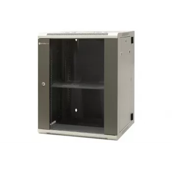 EMITER EM/AH6515 15U seinäasennettava verkkokaappi 600x550x770 mm, karkaistu lasiovi, musta