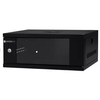 EMITER EM/SH02B5404-08 seinäasennettava verkkokaappi 19 tuuman 4U 550x450x230 mm lasiovi