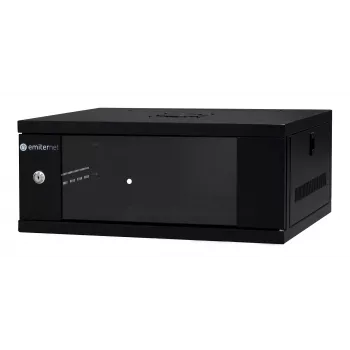 EMITER EM/SH02B5404-08 seinäasennettava verkkokaappi 19 tuuman 4U 550x450x230 mm lasiovi