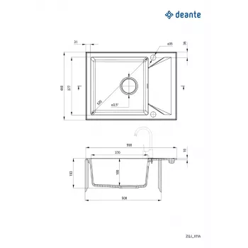 DEANTE ZQJ N11A 1-altainen graniittiallas kuivauskaiteella, grafiitti