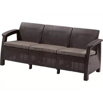KETER Corfu Love Seat Max ruskea kolmelle istuttava puutarhasohva