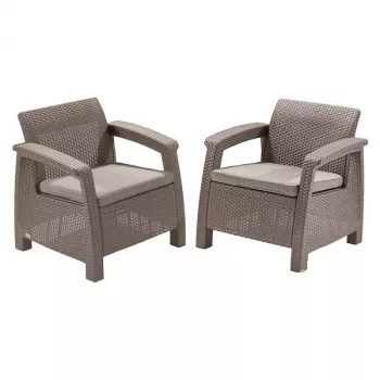 KETER puutarhatuolit Corfu Duo setti beige