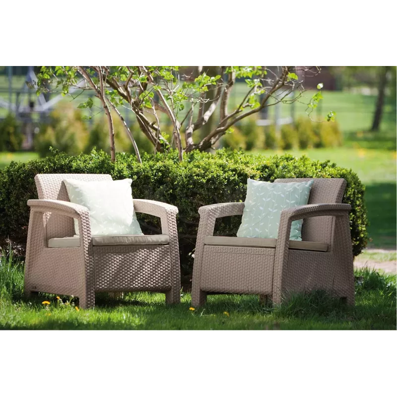KETER puutarhatuolit Corfu Duo setti beige