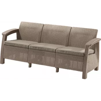 KETER Corfu Love Seat Max beige kolmelle istuttava puutarhasohva