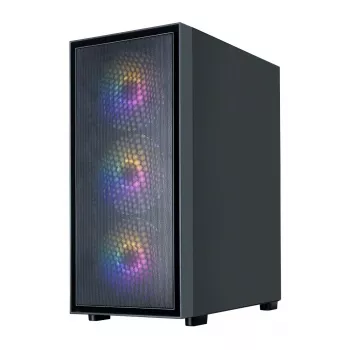 Zalman S6 ATX Mid Tower -tietokonekotelo, 3 x 140mm + 1 x 120mm kiinteää RGB-tuuletinta, karkaistu lasi, musta