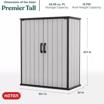 Keter Premier Tall Gartenhaus 29209552 – beige/ruskea hartsivarasto, 1700L, kaksiseinärakenteinen, lukittava