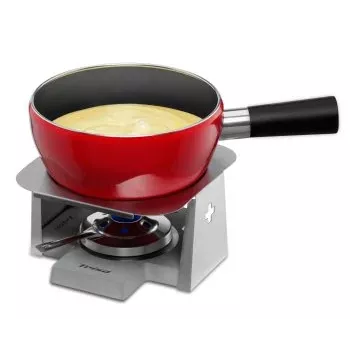 Trisa Swiss Cross Stone juustofonduesetti 2,5L, 6 haarukkaa, kivisaviastia pöytäliedellä ja polttimella (7579.75)