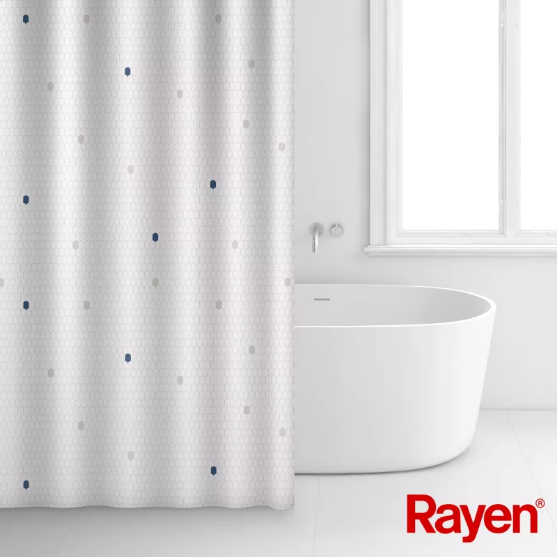 RAYEN Suihkuverho 180x200cm valkoinen, polyesteri