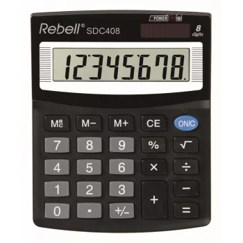 Rebell SDC408 puolipöytälaskin, 8-numeroinen, musta