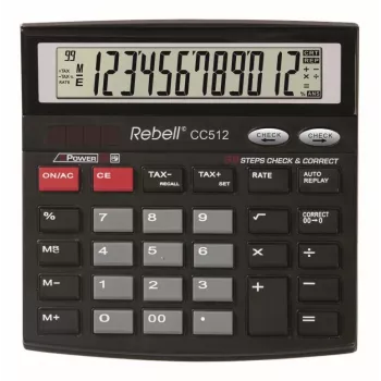 REBELL RE-CC512 BX pöytälaskin 12-numeroinen kaksoisvirta musta/hopea