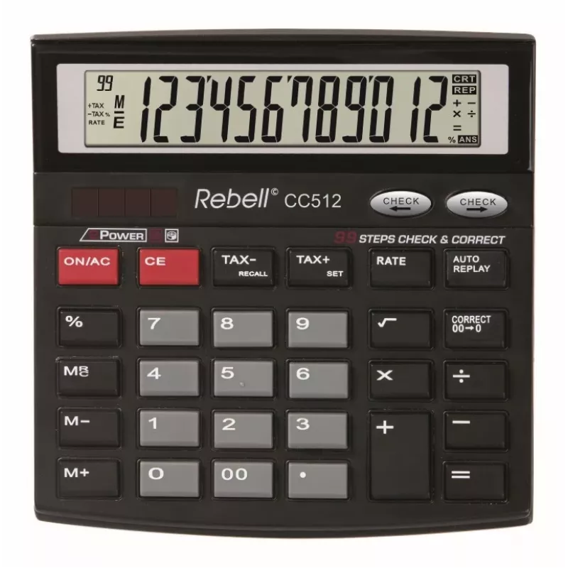 REBELL RE-CC512 BX pöytälaskin 12-numeroinen kaksoisvirta musta/hopea