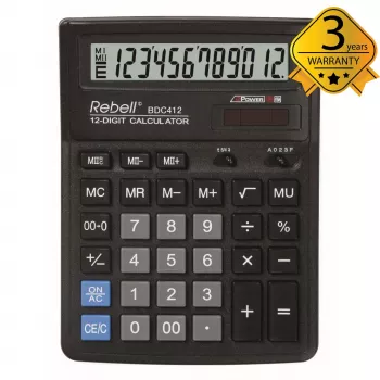 REBELL RE-BDC412 BX pöytälaskin 12-numeroinen Dual Power musta