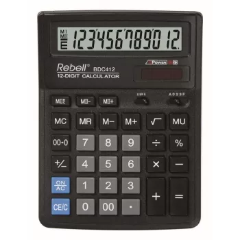 REBELL RE-BDC412 BX pöytälaskin 12-numeroinen Dual Power musta