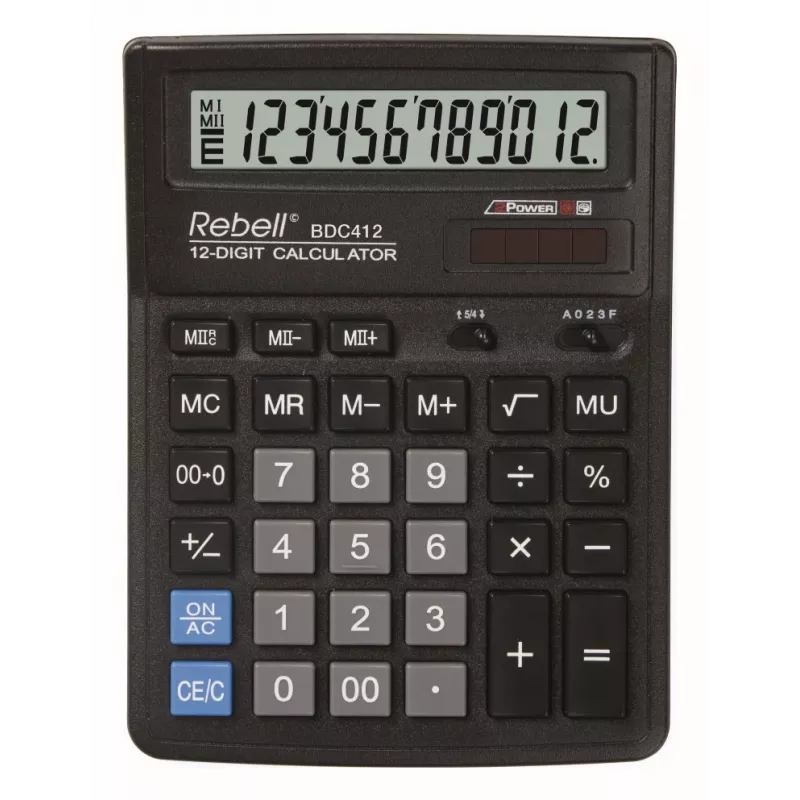 REBELL RE-BDC412 BX pöytälaskin 12-numeroinen Dual Power musta