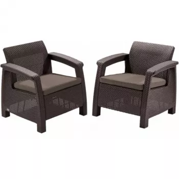 KETER puutarhatuolit Corfu Duo setti ruskea