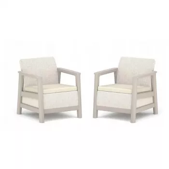 KETER puutarhatuolit 2 kpl Scandi Linea soranharmaa/vaaleanbeige