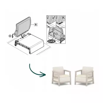 KETER puutarhatuolit 2 kpl Scandi Linea soranharmaa/vaaleanbeige