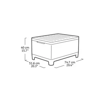 KETER puutarhapöytä/säilytyslaatikko Scandi Storage Table harmaa