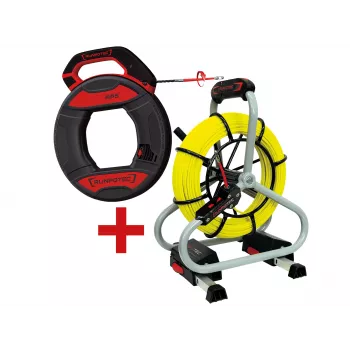 RUNPOTEC 11120 kuitu-kaapelinvetotankosarja Runpo 5 liukupäällä, 30 m, 130 kg vetolujuus, RTG Ø 6 mm kierre