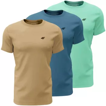 Miesten T-paita 4F M4481 3 kpl:n pakkaus beige, sininen, minttu 4FWSS26TTSHM4481 91S S