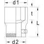 GEDORE 3/4 inch 6-kanta hylsyavain, 36 mm, mattakromattu, DIN 3124 6270970