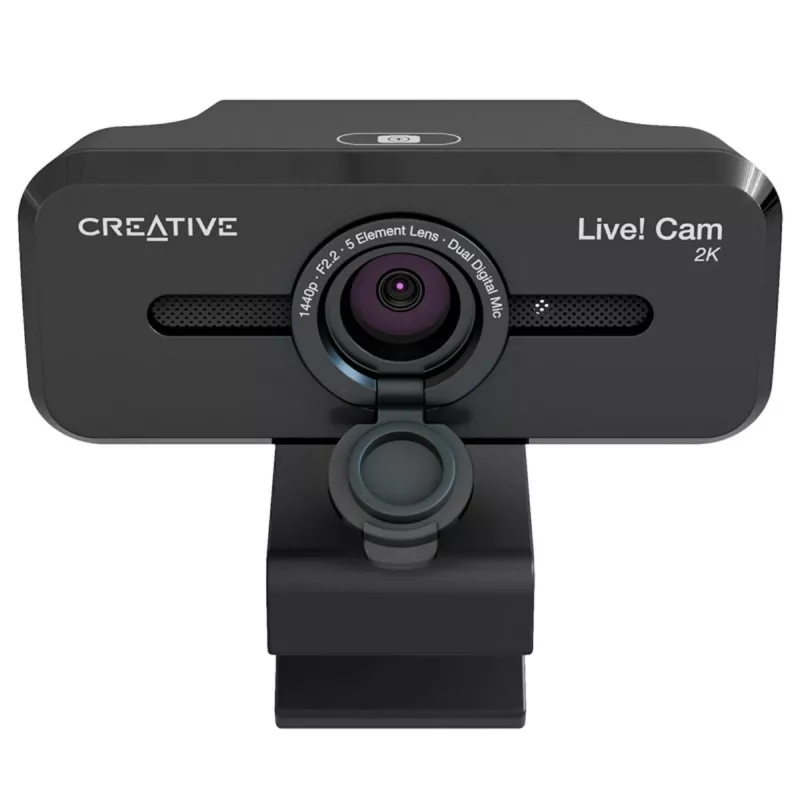 Creative Live! Cam Sync V3 2K QHD -verkkokamera kahdella mikrofonilla ja tietosuojasalvalla, musta