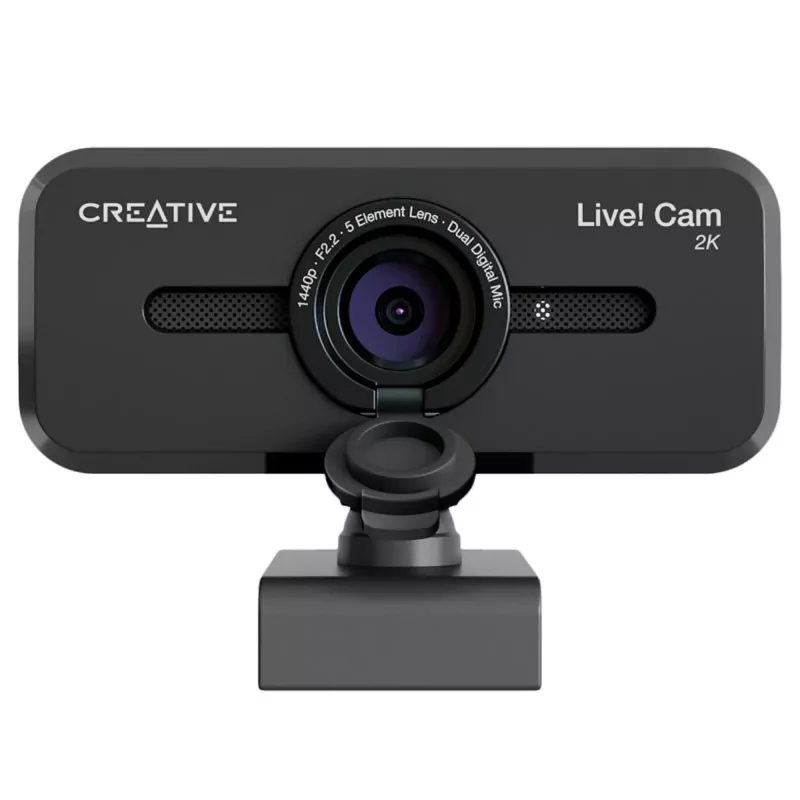 Creative Live! Cam Sync V3 2K QHD -verkkokamera kahdella mikrofonilla ja tietosuojasalvalla, musta