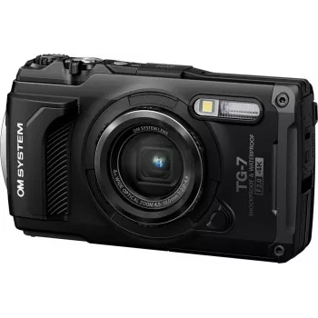 OM System Tough TG-7 musta jykevä kompaktikamera, 12 MP, 4K-video, vedenpitävä 15 m