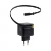 EFB Elektronik G352CE 35W GaN USB-C -seinälaturi, sisäänvedettävä 0,7 m kaapeli, PD3.0 & QC3.0, musta