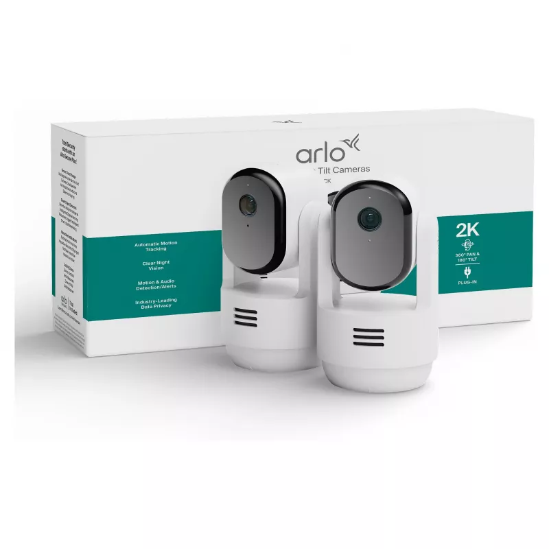 Arlo Essential 3 2K Pan-Tilt-Zoom -sisävalvontakamera (2 kpl:n pakkaus, valkoinen)