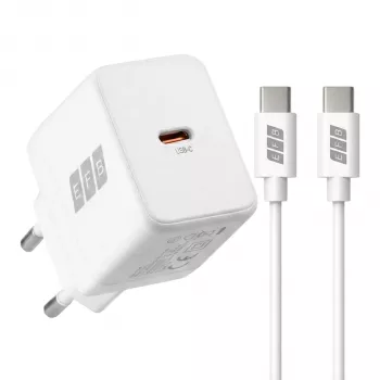EFB Elektronik G301CE 30W USB-C GaN -laturisarja, 2 m USB-C-kaapeli, valkoinen