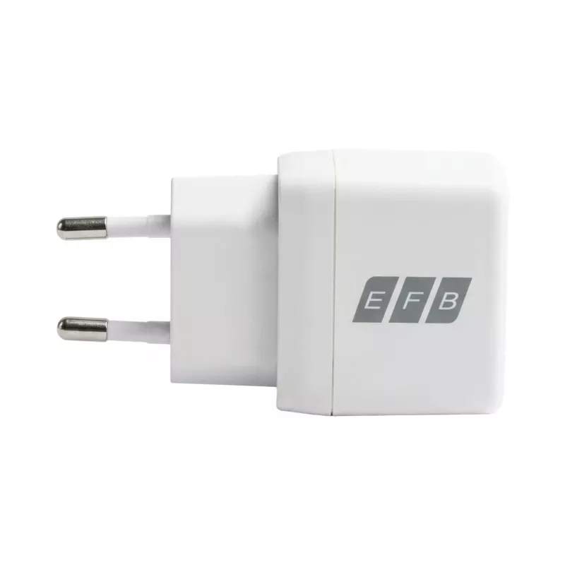 EFB Elektronik G201CE 20W USB-C GaN -seinälaturisarja, 2 m USB-C-kaapeli, PD3.0 & QC3.0, valkoinen