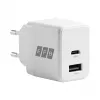 EFB Elektronik G301A1CE 30W GaN USB-C PD3.0 + USB-A QC3.0 -seinälaturisarja, 2 m USB-C-kaapeli, valkoinen