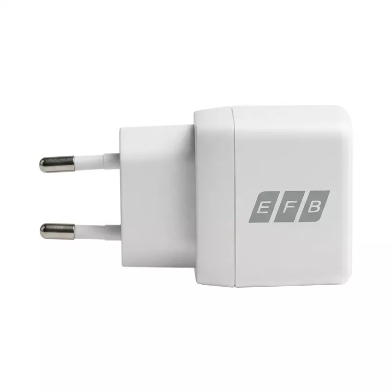 EFB Elektronik G301A1CE 30W GaN USB-C PD3.0 + USB-A QC3.0 -seinälaturisarja, 2 m USB-C-kaapeli, valkoinen