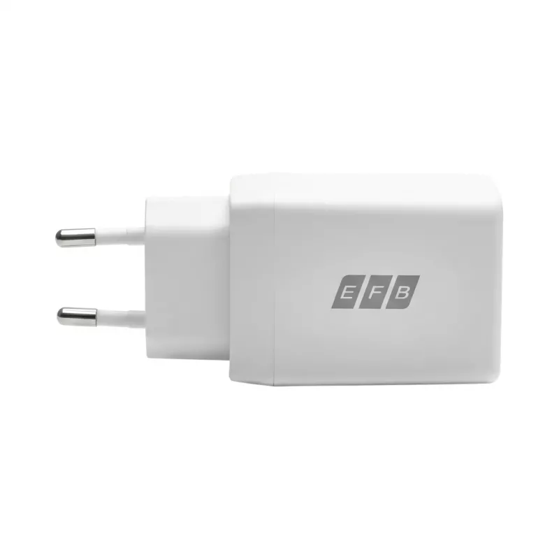 EFB Elektronik G452CE 45W Dual USB-C GaN -seinälaturisarja, 2 m USB-C-kaapeli, valkoinen