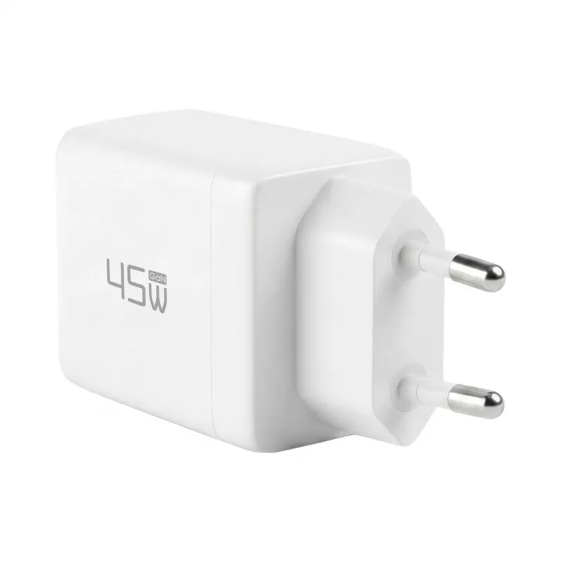 EFB Elektronik G452CE 45W Dual USB-C GaN -seinälaturisarja, 2 m USB-C-kaapeli, valkoinen