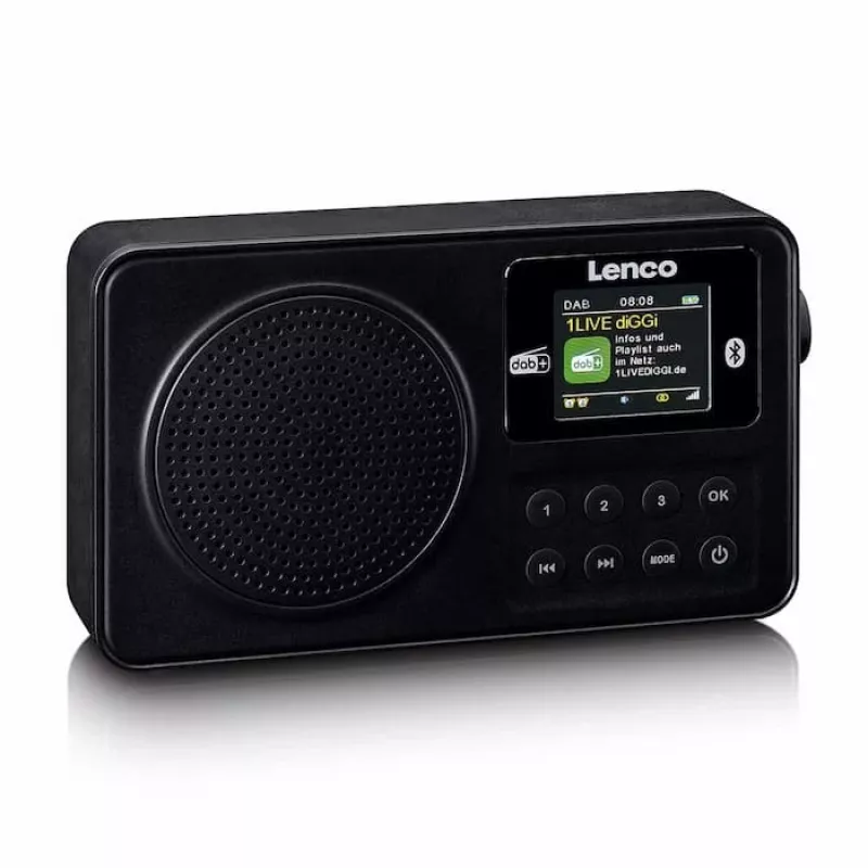 Lenco PDR-033BK kannettava DAB+/FM-radio Bluetoothilla ja ladattavalla akulla - musta