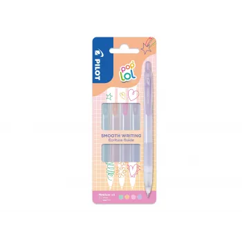 PILOT pop'lol geelikynäsarja pastelli 0,4 mm, eri värejä, 4 kynää (BL-PL-7-KUV/P/O/G-S4P)