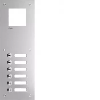 Hager RTQ106X ovipuhelimen etulevy Mono 6 painiketta valkoinen