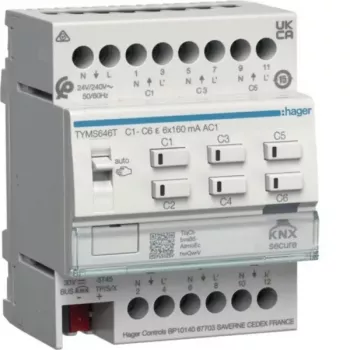 HAGER TYMS646T lämmitystoimilaite 6-kanavainen KNX Secure