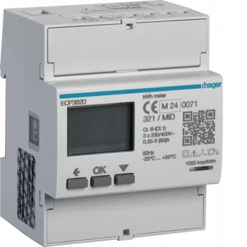 Hager ECP382D 3-vaihe energiamittari suora 80A 4M S0 MID