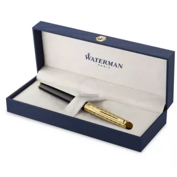 Waterman Hemisphere kuulakärkikynä - hieno, kiiltävän musta kromikoristein, lahjarasia 2225136
