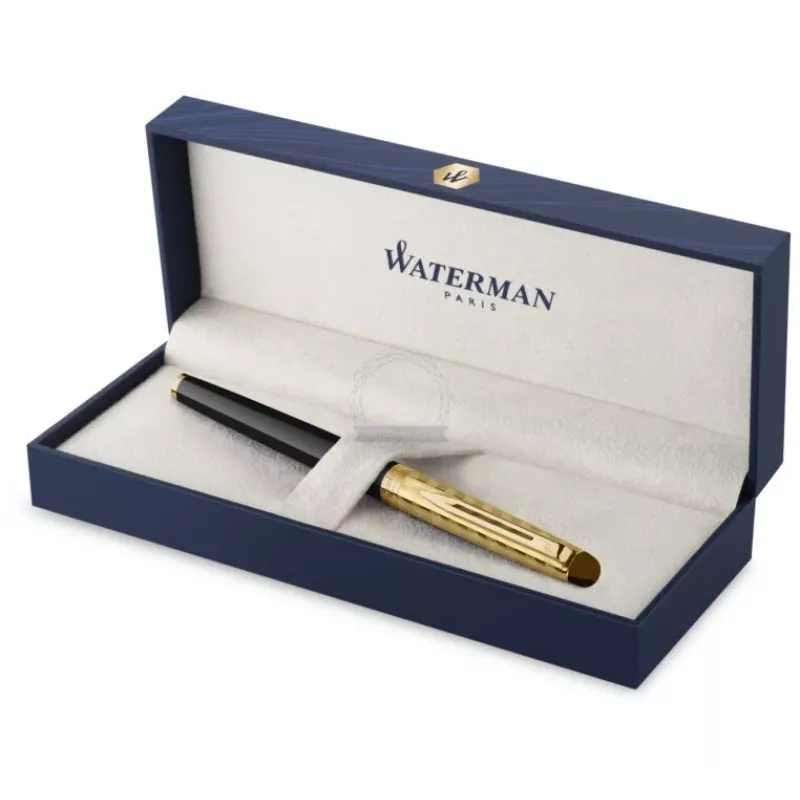 Waterman Hemisphere kuulakärkikynä - hieno, kiiltävän musta kromikoristein, lahjarasia 2225136